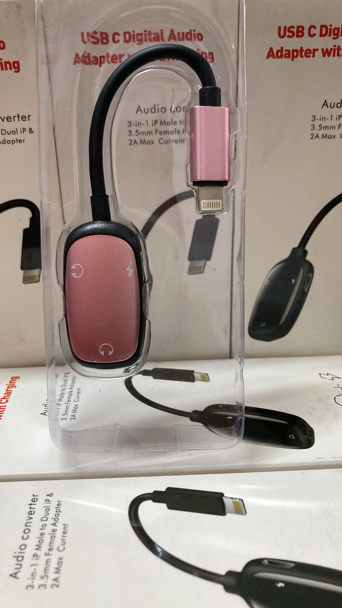 Bilişim Burada PL-8807 Lightning to Mikrofon, Kulaklık, Şarj 2A Çevirici Pembe